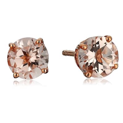 10kt Rose Gold Morganite Round Stud Earrings