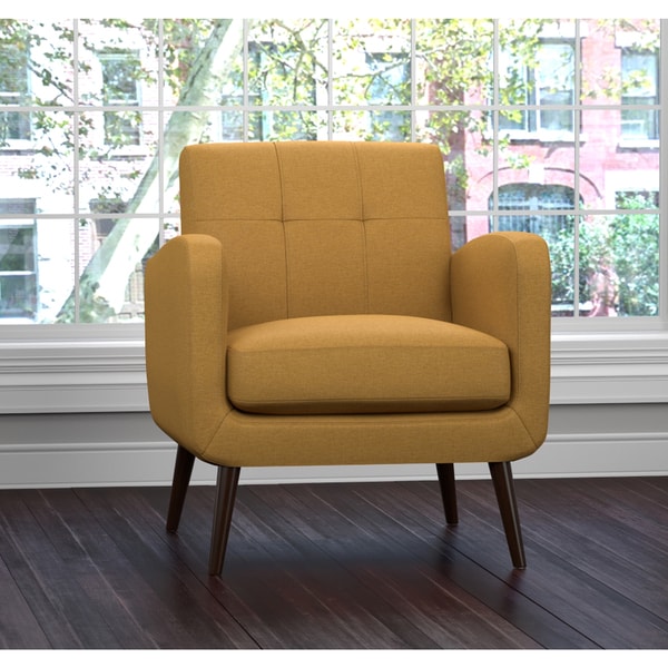 Handy Living Kingston Mid Century Mustard Yellow Linen Arm Chair - Free