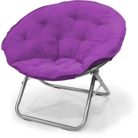 Purple Microsuede/Metal Large Contemporary Saucer Chair