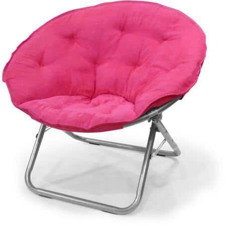 Purple Microsuede/Metal Large Contemporary Saucer Chair - Pink