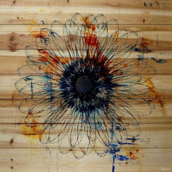 Marmont Hill - Handmade Parvez Taj - Stencil Flower Painting Print on Natural Pine Wood