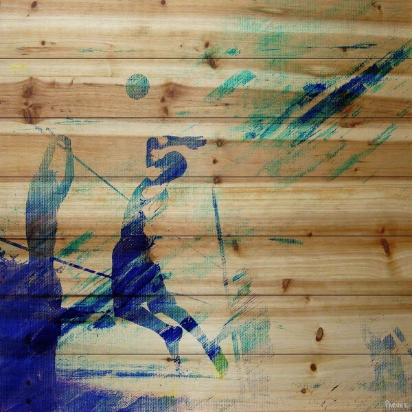 Handmade Parvez Taj - Dusk Volleyball Print on Natural Pine Wood. Opens flyout.