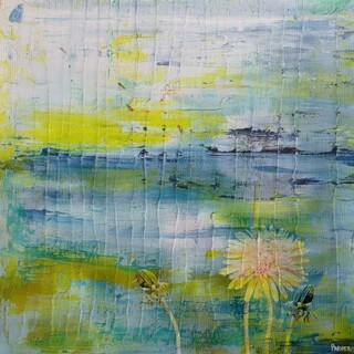 Parvez Taj - 'Water Blooms' Painting Print on Wrapped Canvas