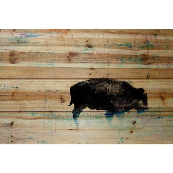 Handmade Parvez Taj - The Buffalo Knows Print on Natural Pine Wood