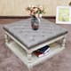 Cairona Fabric 30-inch Tufted Shelved Ottoman - Gray Top/White Base