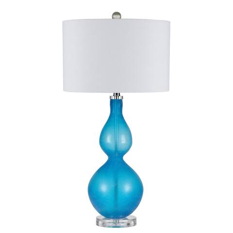Catania White/Blue Resin Hourglass Table Lamp