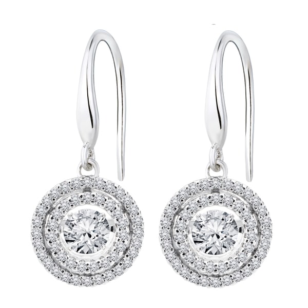 Sterling Silver Created White Shire Dancing Stone Earrings Sterling Silver Created White Shire Dancing Stone Earrings