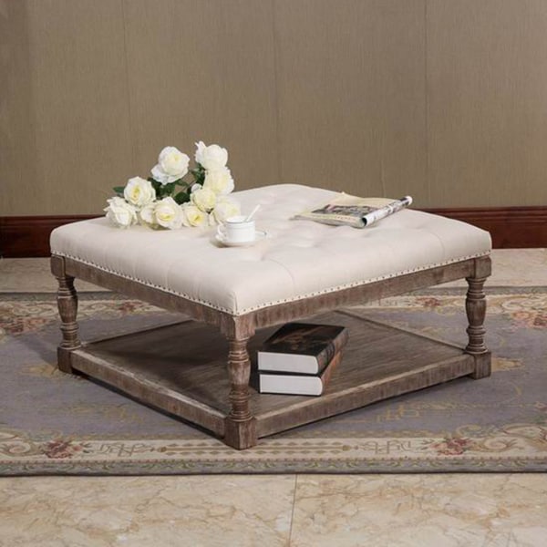 Cairona Tufted Textile 34-inch Shelved Ottoman Table (More Colors)