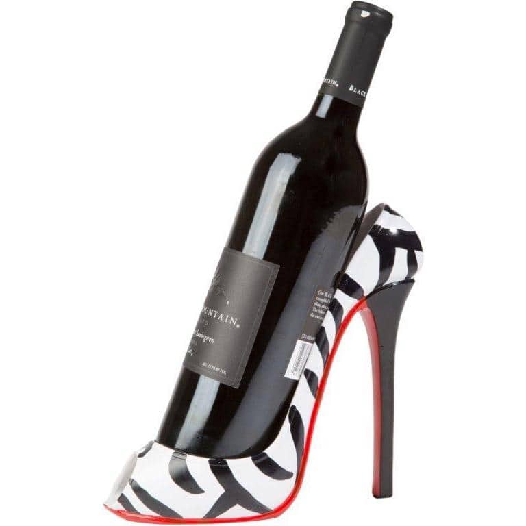 Trademark Innovations KitchInspirations Zebra Print High Heel Wine Bottle Holder Wine Rack