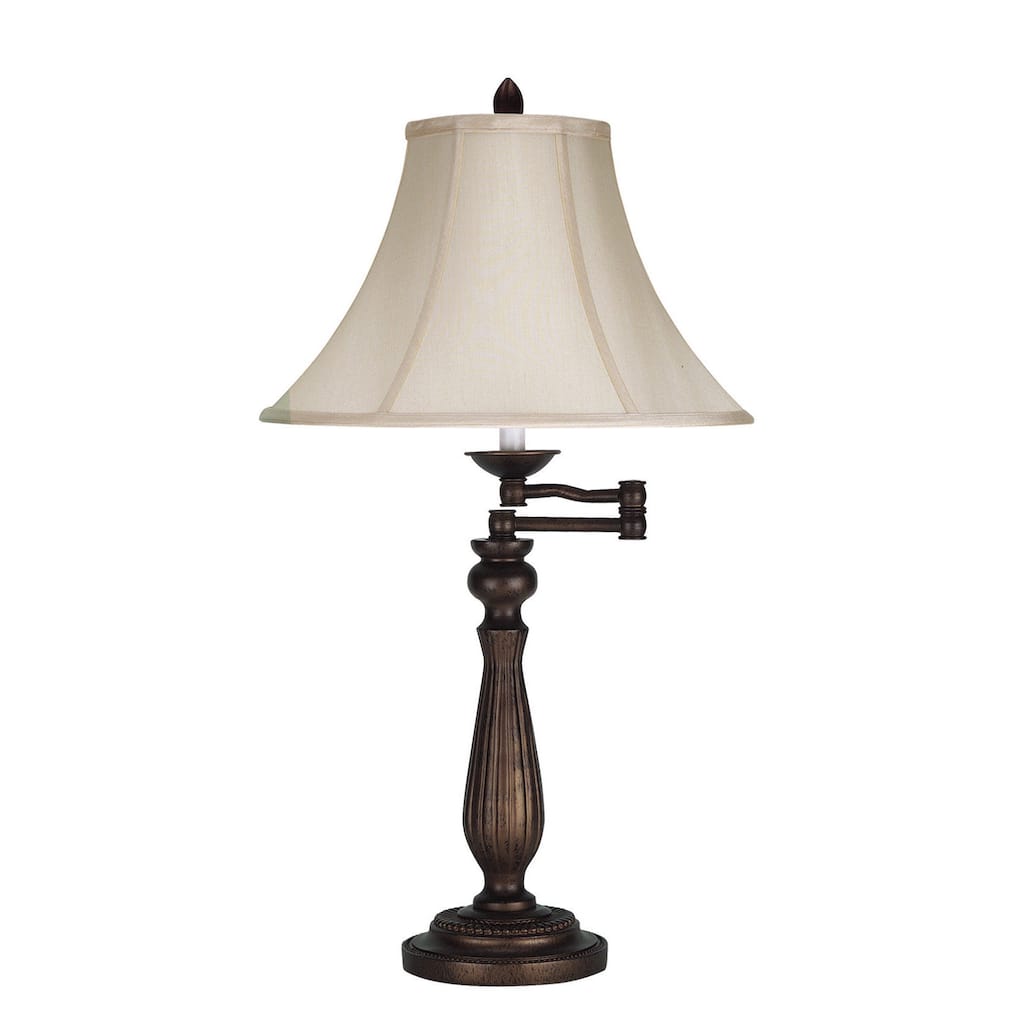 Brown Metal 150-watt 3-way Swing Arm Table Lamp