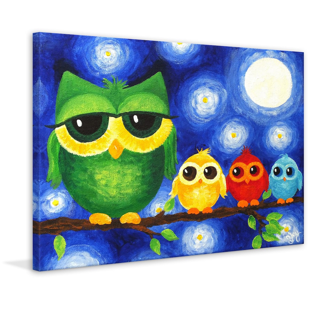 Marmont Hill - 'Colorful Owls' by Nicola Joyner Painting Print on Wrapped Canvas - Multi-Color