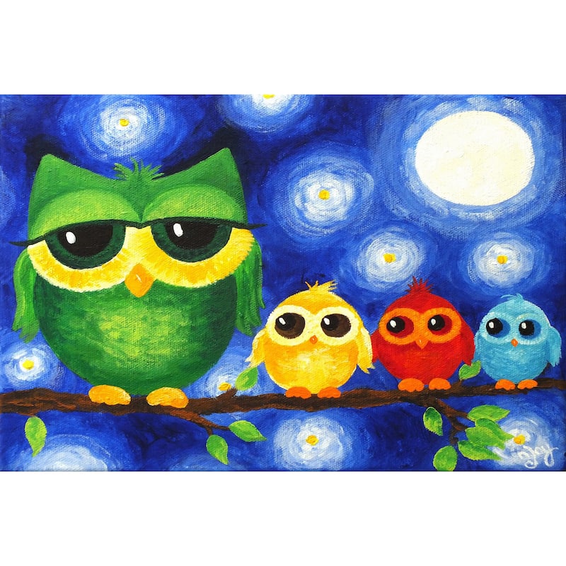 Marmont Hill - 'Colorful Owls' by Nicola Joyner Painting Print on Wrapped Canvas - Multi-Color