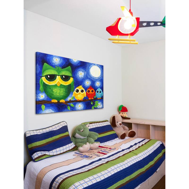 Marmont Hill - 'Colorful Owls' by Nicola Joyner Painting Print on Wrapped Canvas - Multi-Color