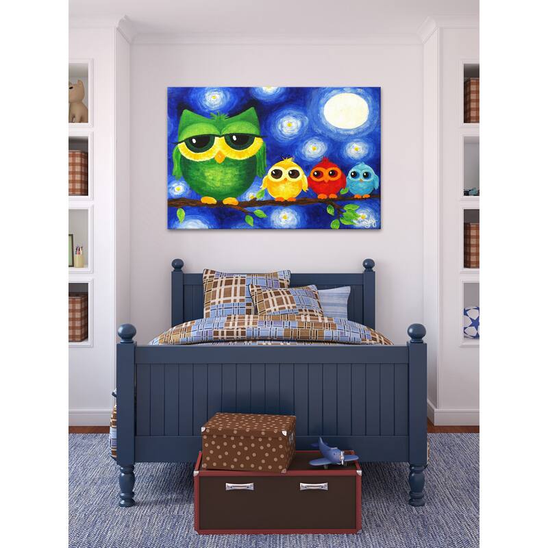 Marmont Hill - 'Colorful Owls' by Nicola Joyner Painting Print on Wrapped Canvas - Multi-Color