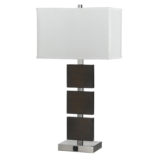 Brown Silver Steel Resin Table Lamp With Outlet