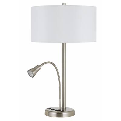 100-watt Metal Desk Lamp with LED 6W GU10, 3K, 450 Lumen Gooseneck Reading Lamp (Bulb Included), 1 USB and 1 Power Outlet