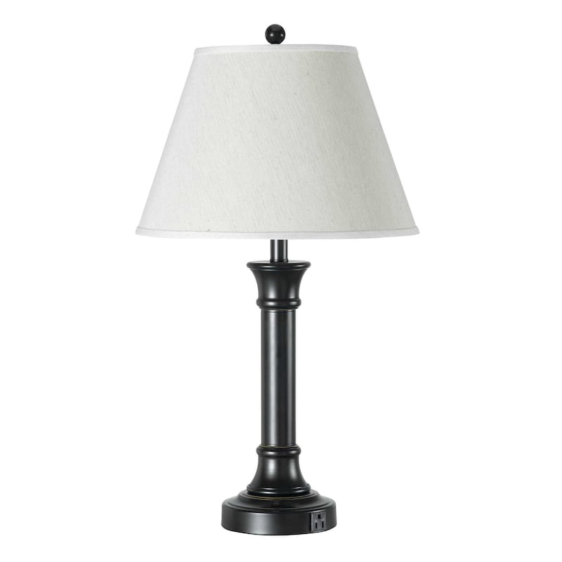Hotel White/Brown Metal Table Lamp - Black