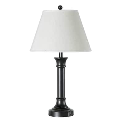Hotel White/Brown Metal Table Lamp - Black