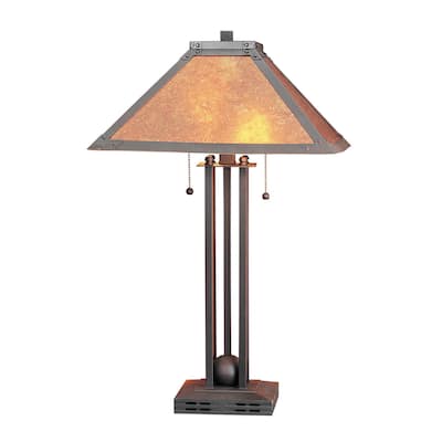 Black Metal Mission Style 2-light Table Lamp