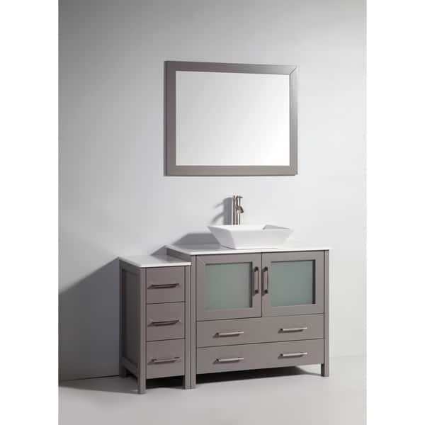 Vanity Art 48 Inch Single Sink Bathroom Vanity Combo Set Modern Cabinet Ceramic Vessel Sink With Quartz Top Free Mirror Overstock 13681618
