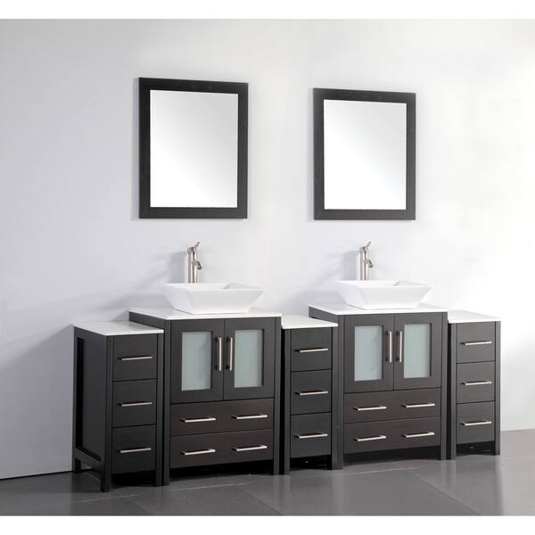 Vanity Art 84 Inch Double Quartz Sink Bathroom Vanity Set 13 Drawers 5 Cabinet 2 Shelves Soft Closing Doors With Free Mirror Overstock 13681640