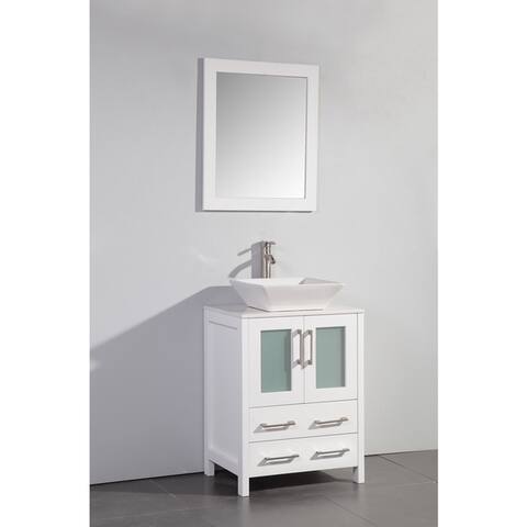 Vanity Art 24-inch Single Sink Bathroom Vanity Set With Ceramic Top