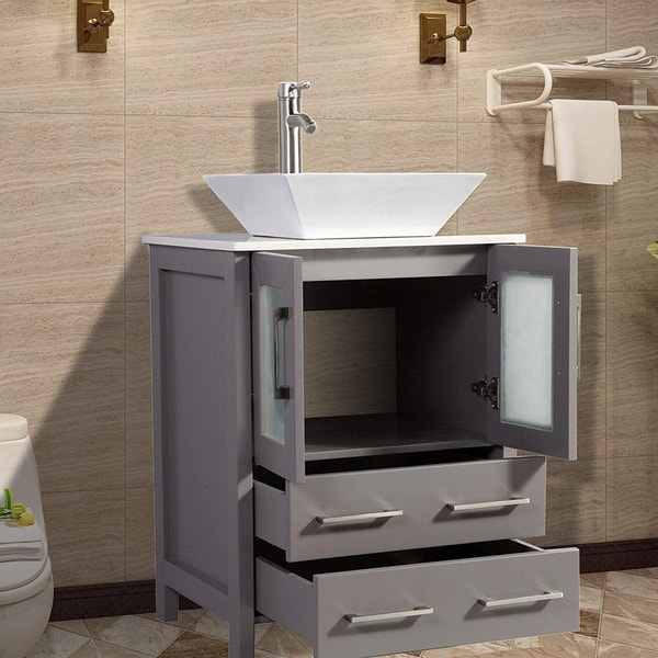 Vanity Art 24 Inch Single Sink Bathroom Set 2 Drawers Vanity Art 24 Inch Single Sink