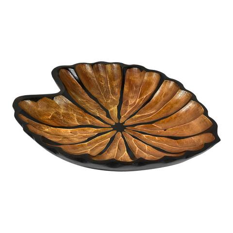 Handmade Fancy Caladium Leaf Mango Wood Plate or Tray (Thailand)