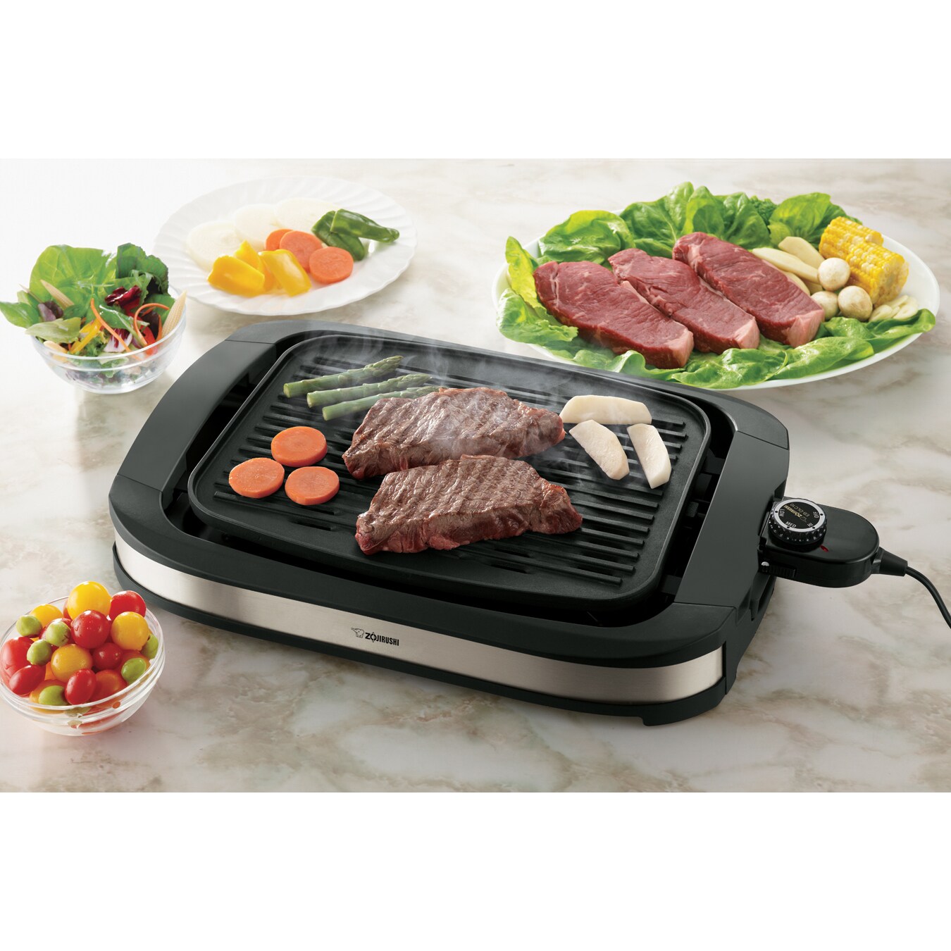 3-In-1 Nonstick Electric Griddle Grill - with 2 Cooking Zones & Reversible  Plates - Serves up to 8 people (1400W) 