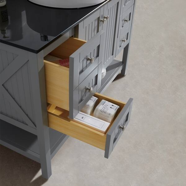 Modena 36 Inch Vanity In Grey With Gl Countertop Modena 36 Inch Vanity In Grey With