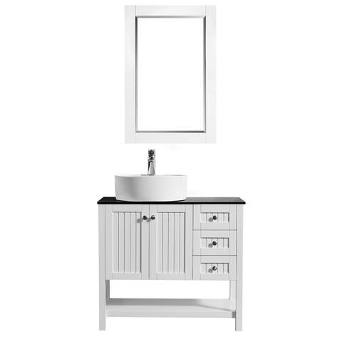 Modena 36-inch Vanity in White with Glass Countertop