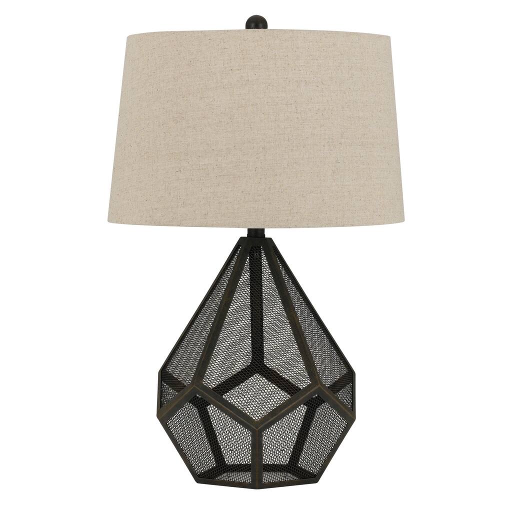Sapelo Tan Metal and Mesh 150-watt Table Lamp