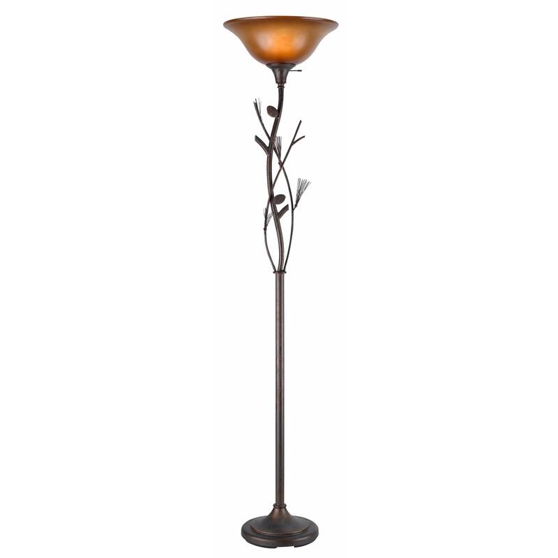 Glass Shade 3-way 150-watt Pinecone Torchiere Lamp