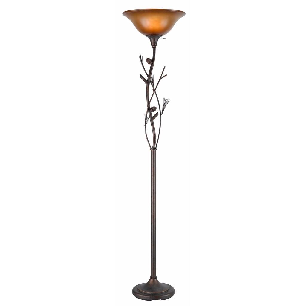 Glass Shade 3-way 150-watt Pinecone Torchiere Lamp