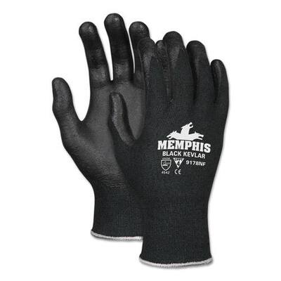 Memphis Kevlar Gloves 9178NF, Kevlar/Nitrile Foam, Black, Small