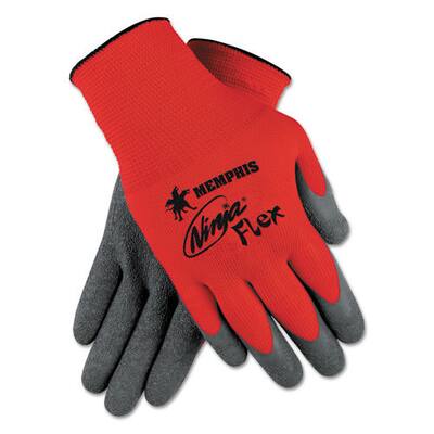 Memphis Ninja Flex Latex Coated Palm Gloves N9680L, 2X-Large, Red/Gray, 1 Dozen