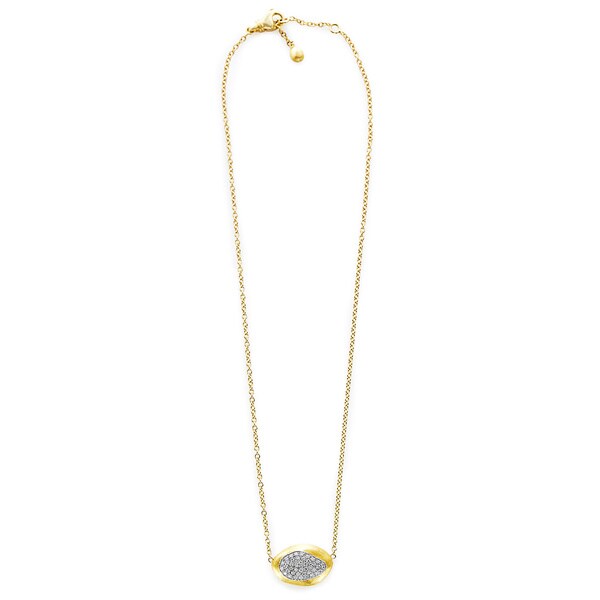 18k Yellow Gold 3/5ct TDW Diamond Florentine Bean Pendant Estate Necklace (G-H, VS1-VS2)