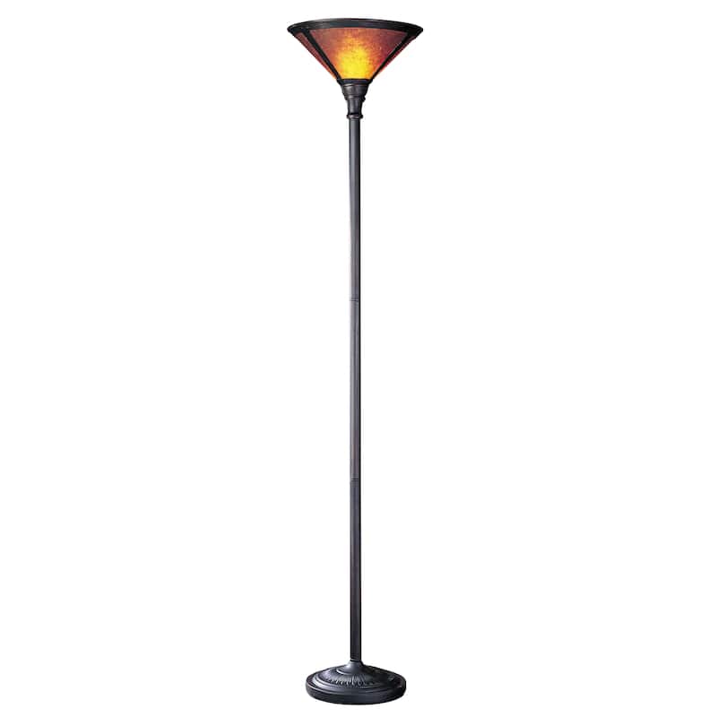 Orange/Brown Metal Torcherie Floor Lamp with Mica Shade