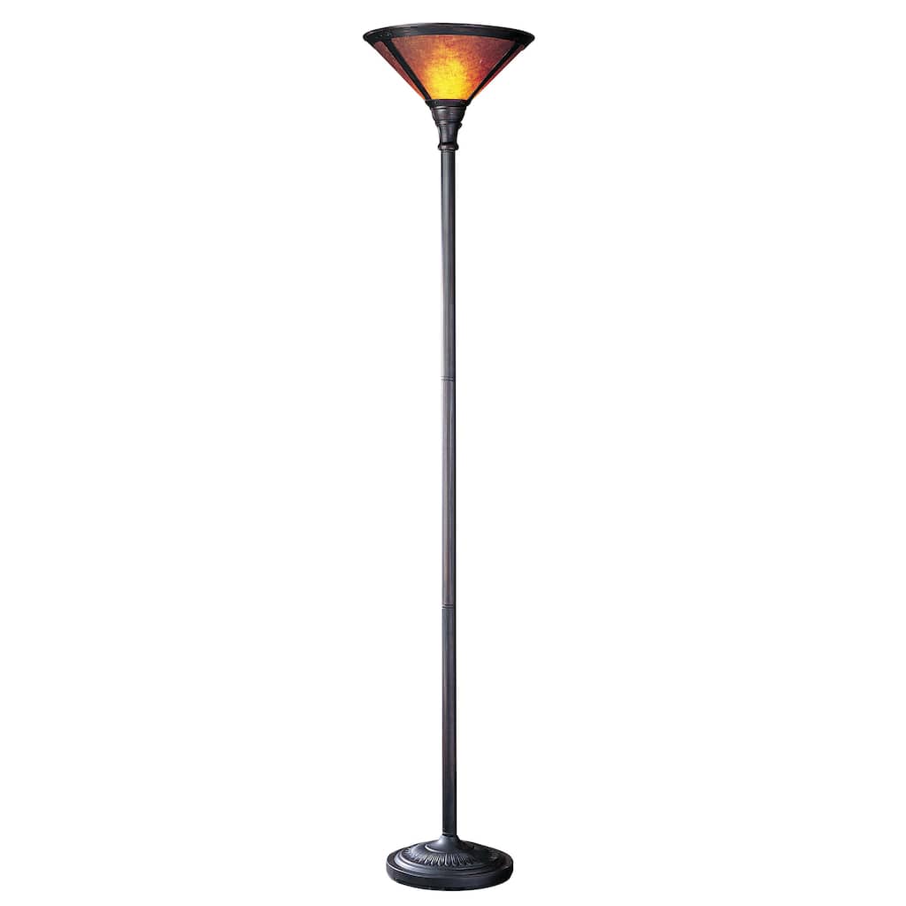 Orange/Brown Metal Torcherie Floor Lamp with Mica Shade