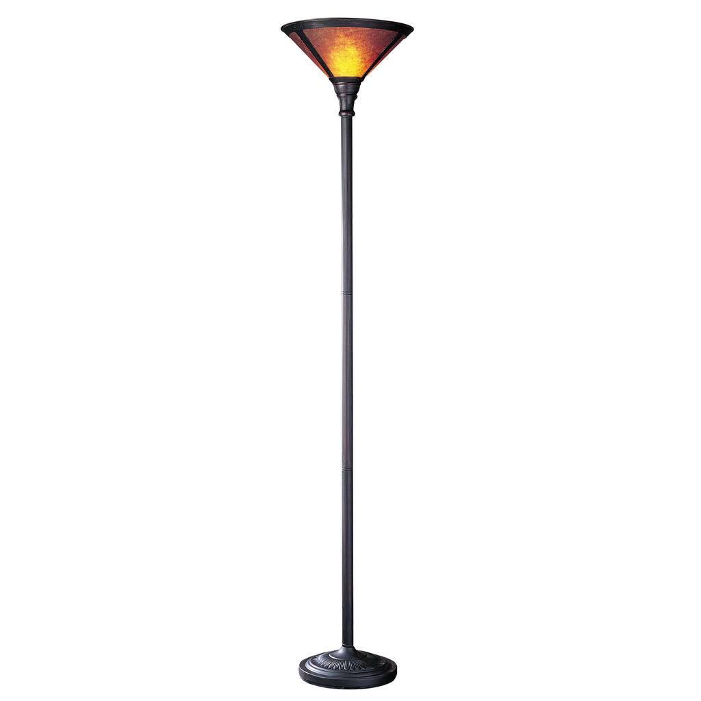 Orange/Brown Metal Torcherie Floor Lamp with Mica Shade