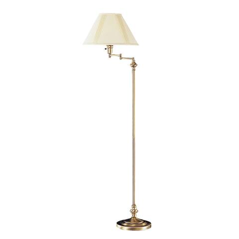 Off-white and Antique-brass-finished Metal 150-watt 3-way Floor Lamp with Swing Arm
