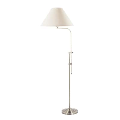 Off-white/Silvertone Steel Three-way Floor Lamp