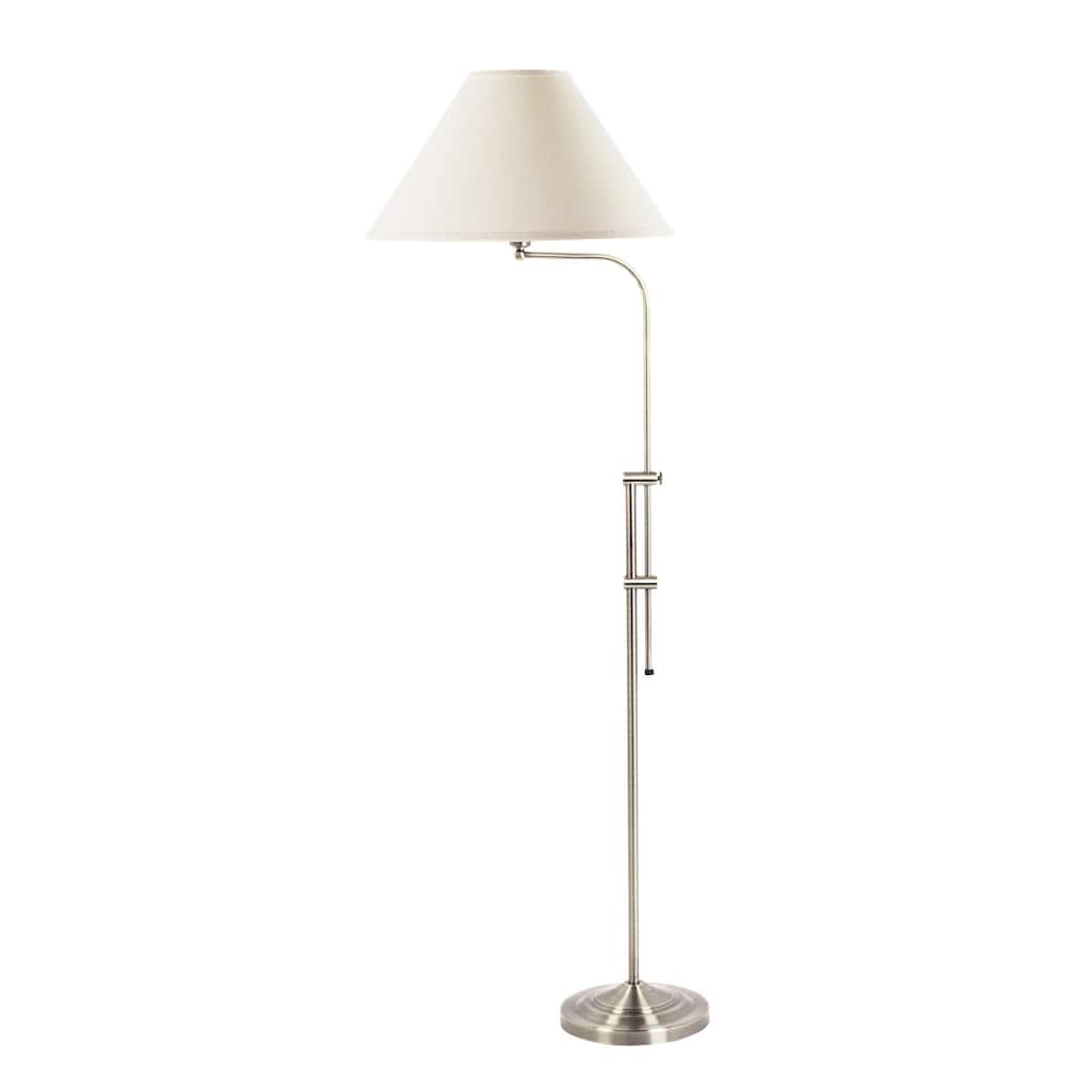 Off-white/Silvertone Steel Three-way Floor Lamp