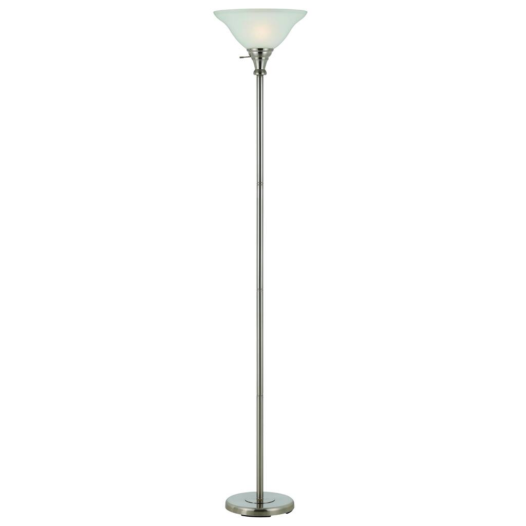 Brushed Steel and Glass 150-watt 3-way Torchiere Lamp