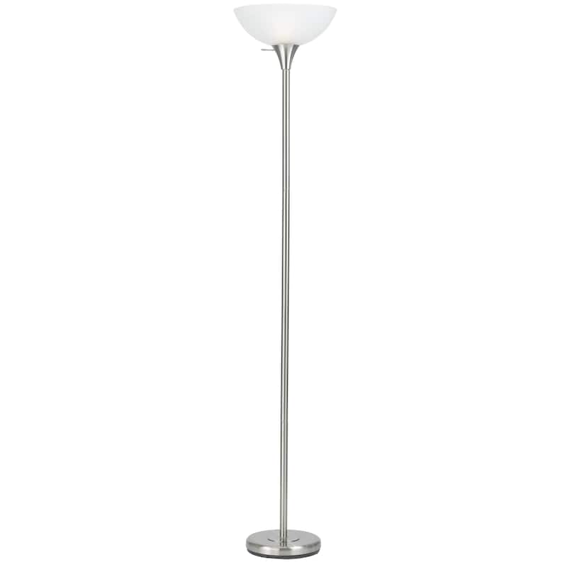 Metal with Glass Shade 3-way 150-watt Torchiere Lamp