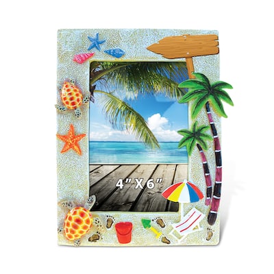 Puzzled Inc Sunny Beach Nautical Multicolor 6-inch x 4-inch Picture Frame