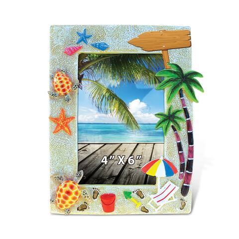 Puzzled Inc Sunny Beach Nautical Multicolor 6-inch x 4-inch Picture Frame