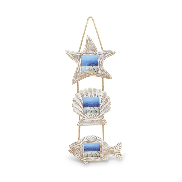 Puzzled Baja 3.5-inch x 3.5-inch 3-photo Nautical Decor Hanging Frame