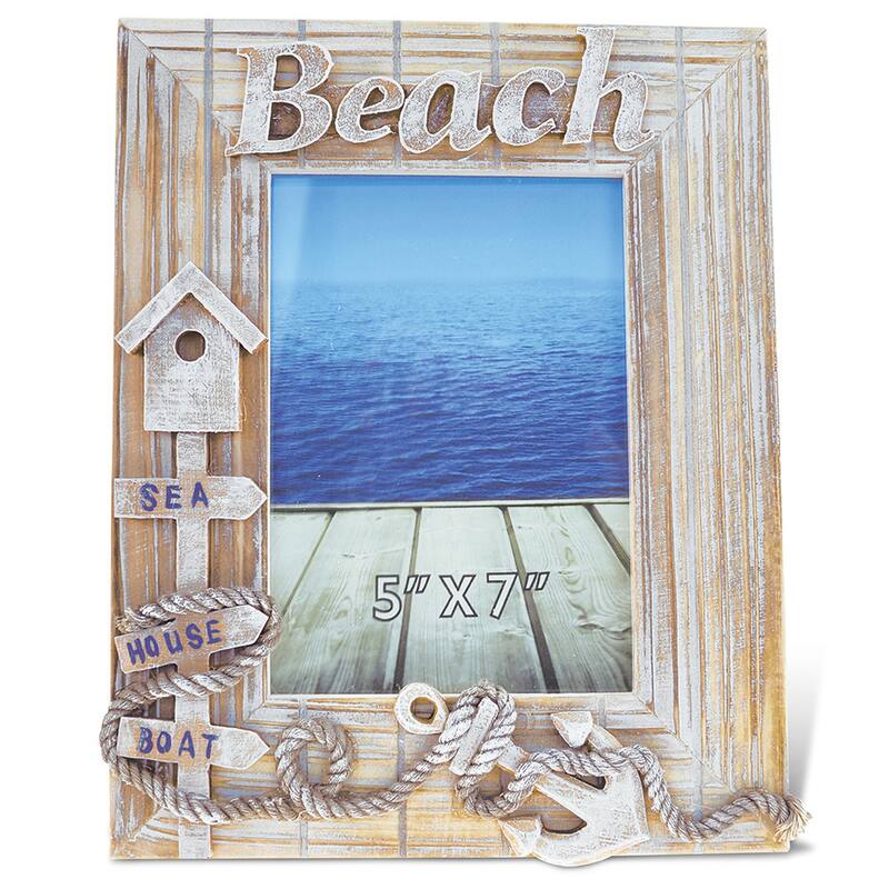 Puzzled Baja Beach Multicolor Wood 5-inch x 7-inch Handcrafted Nautical Photo Frame