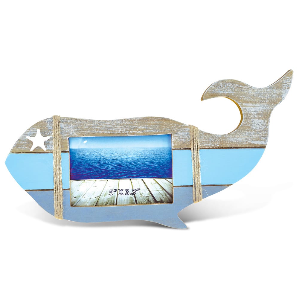 Puzzled Multicolored Wood Whale-shaped Photo Frame Nautical Decor